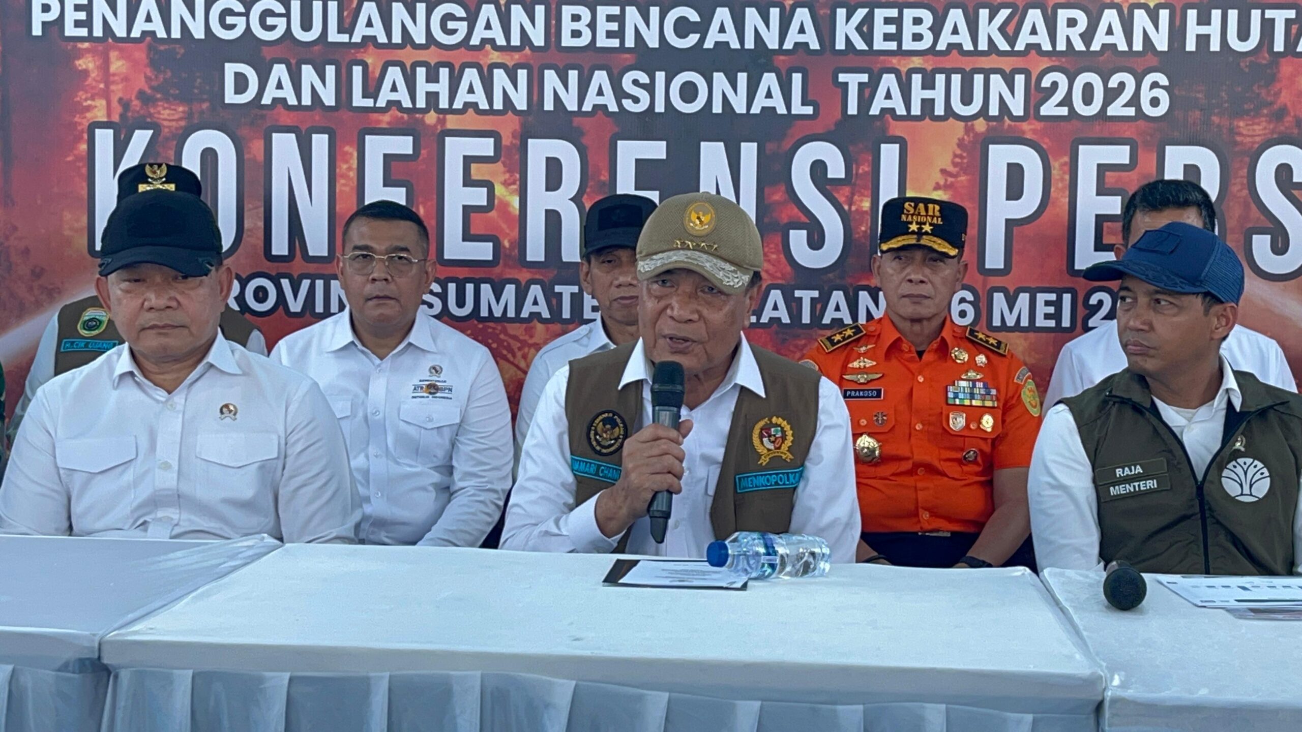 Menko Polkam Djamari Chaniago Siagakan Mitigasi Karhutla 2026 di Sumsel