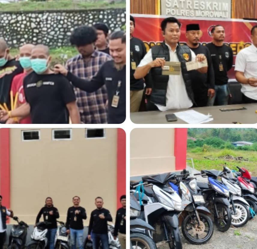 Polres Morowali Sita 9 Motor Curian dan Ringkus 3 Pelaku di Bahodopi