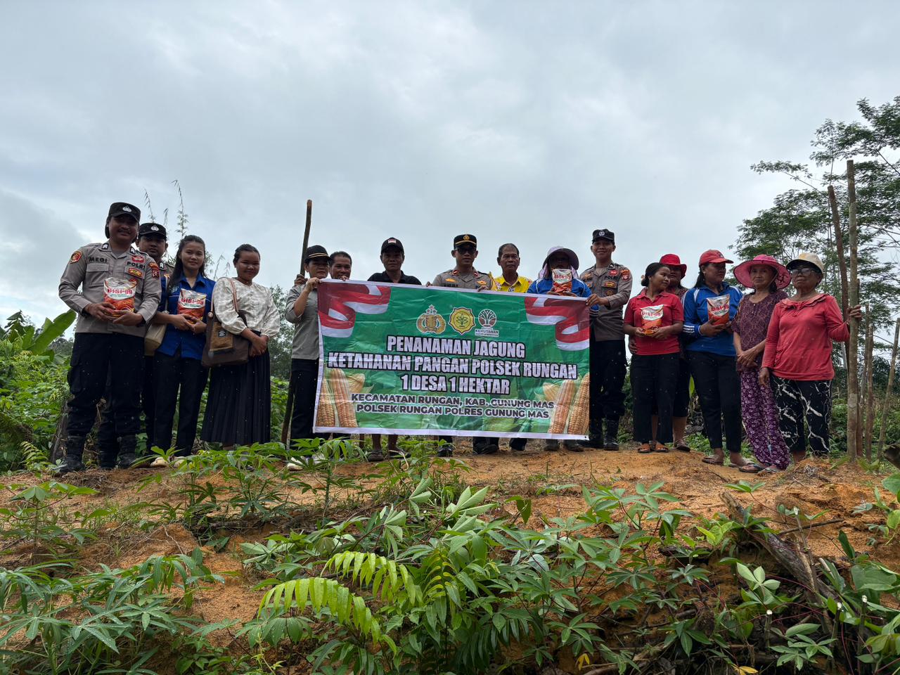 Polsek Rungan Tanam Jagung di Lahan Dua Hektare Jalemu Masulan