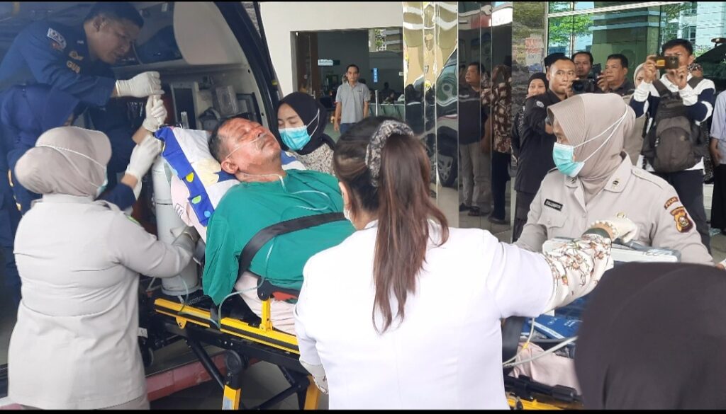 Korban Bus ALS Muratara Dievakuasi Pakai Helikopter ke RS Bhayangkara