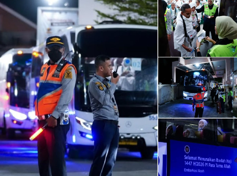 Dishub Aceh Kawal Jalur Bus Jemaah Haji Kloter 03 ke Bandara SIM