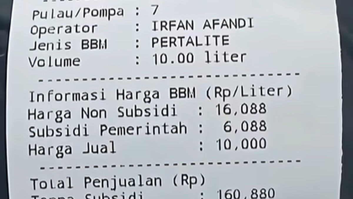 Pertamina Subsidi Pertalite Rp 6.088 Per Liter, Tekan Harga Pasar Rp 16.088
