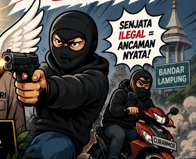 Polda Lampung Buru Pencuri Motor Bersenjata Penembak Brigadir Arya Supena di Bandar Lampung