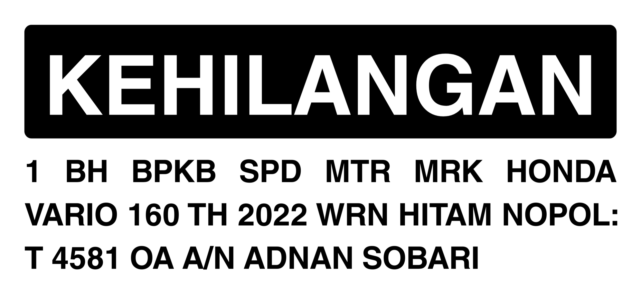 Motor Vario 160 Raib di Karawang, Polisi Minta Warga Tingkatkan Kewaspadaan