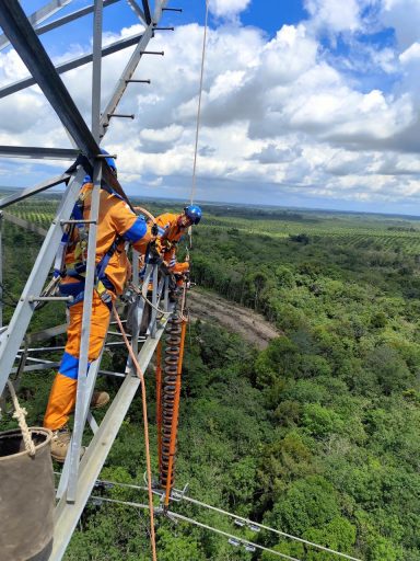 Tim PDKB PLN UPT Palembang Ganti Isolator Flashover SUTET 275 kV Tanpa Padamkan Listrik, Jaga Keandalan Sistem Sumatera