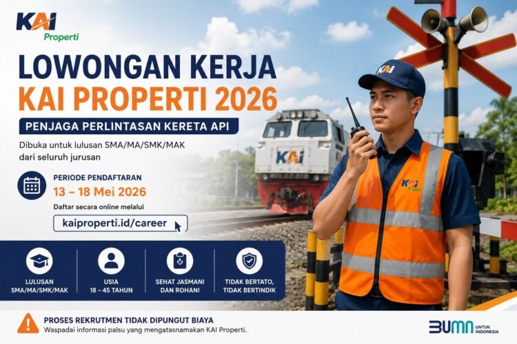 KAI Properti Buka Lowongan Penjaga Perlintasan, Lulusan SMA Bisa Daftar Hingga 18 Mei 2026