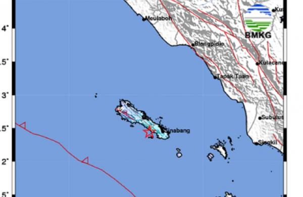 Gempa M4,5 Guncang Sinabang, Aceh; Getaran Skala II-III MMI Terasa hingga Daratan Simeulue