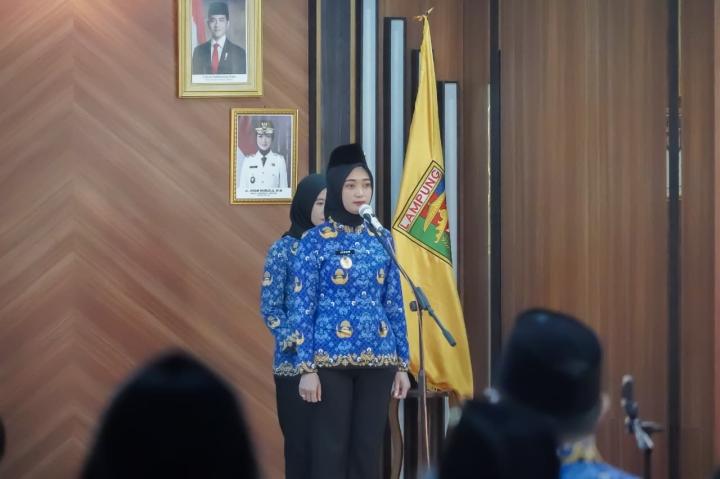 Peringatan Harkitnas ke-118 di Lampung, Wagub Jihan Bacakan Tema Jaga Tunas Bangsa dari Dalam Ruangan Akibat Hujan
