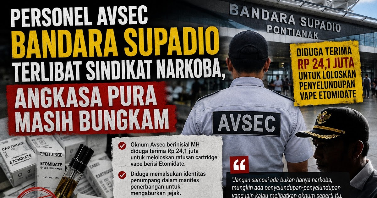 Oknum Avsec Bandara Supadio Diduga Terima Rp24 Juta untuk Loloskan Narkoba Vape, Angkasa Pura I Bungkam
