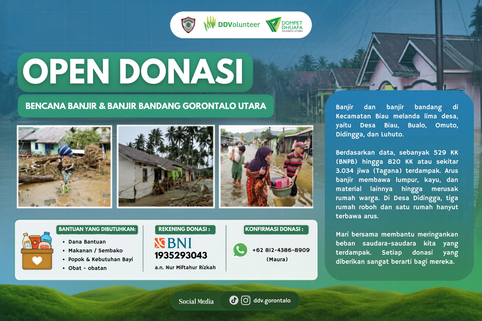 Bencana Banjir Bandang Gorontalo Utara Rendam 820 Kepala Keluarga, Dompet Dhuafa Buka Donasi
