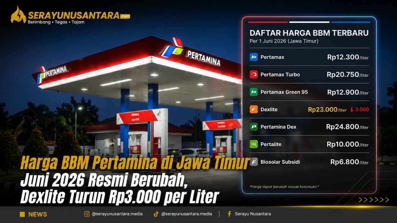 Harga BBM Pertamina di Jawa Timur Juni 2026: Dexlite dan Pertamina Dex Turun Hingga Rp3.100, Pertamax Turbo Naik