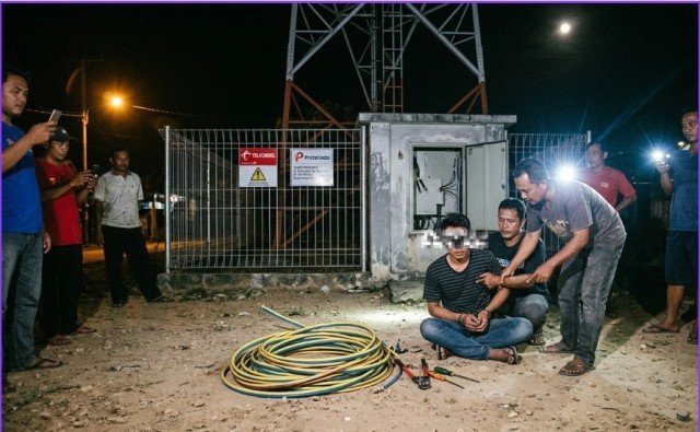 Warga Kubu Raya Bekuk Pencuri Kabel Tower Telkomsel, Kerugian Capai Rp 15,9 Juta