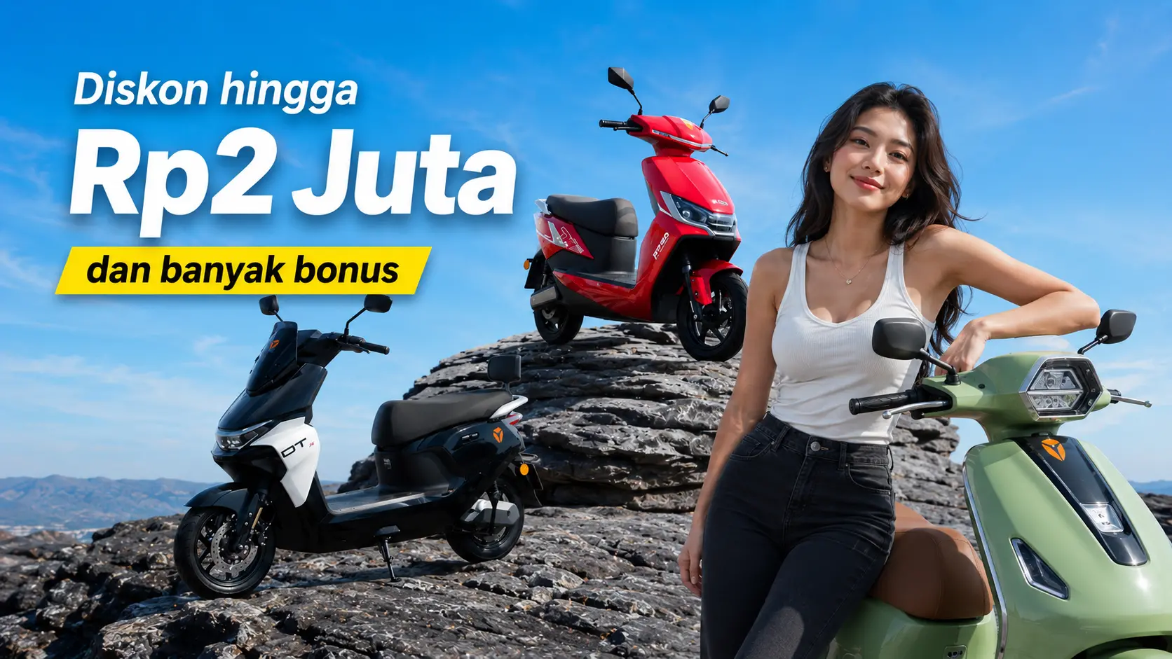 Diskon DP Motor Listrik Yadea Capai Rp2 Juta, Cashback Rp200 Ribu dan Helm Gratis di Tangerang