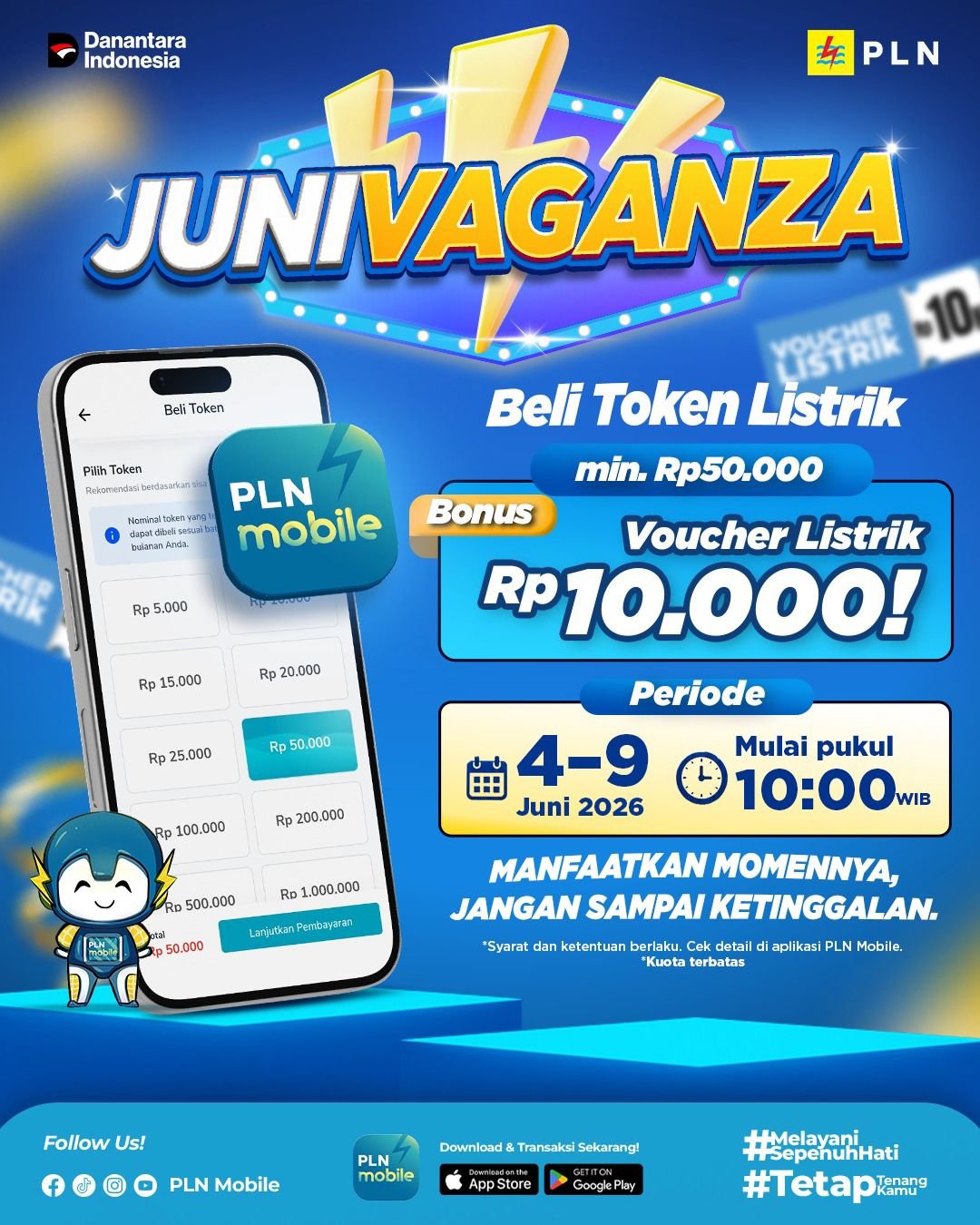 Beli Token Listrik Minimal Rp50 Ribu di PLN Mobile, Pelanggan Berpeluang Dapat Voucher Rp10 Ribu