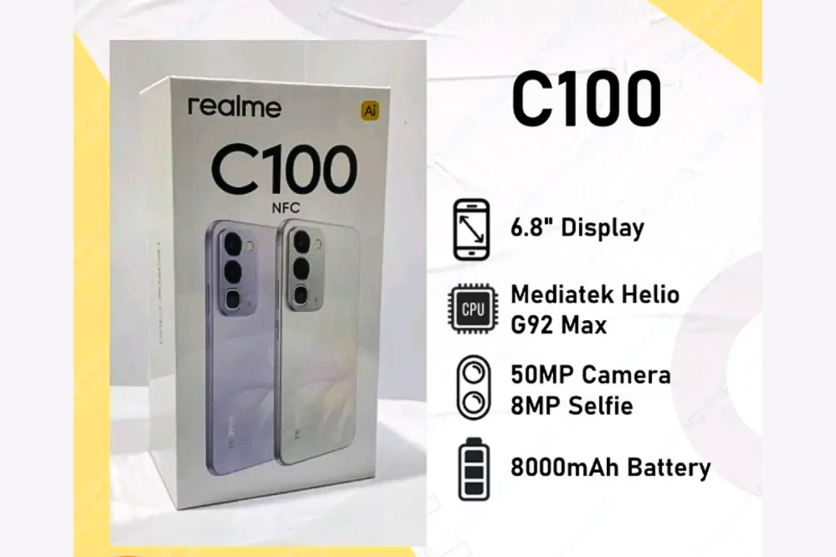 Realme C100 Harga Rp3 Jutaan Bawa Baterai 8.000 mAh dan Layar 120 Hz