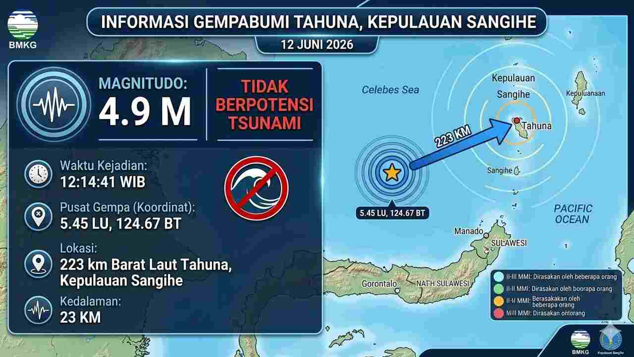 Gempa M 4,9 dan M 4,0 Guncang Tahuna dalam Satu Jam, BMKG Pastikan Tak Berpotensi Tsunami