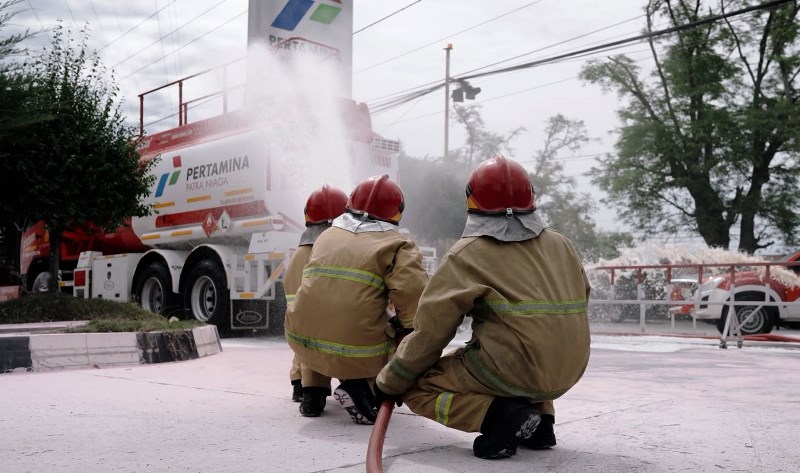 Pertamina Sumbagut Simulasi Penanggulangan Kebakaran SPBU di Aceh Besar, 75 Personel Dilatih