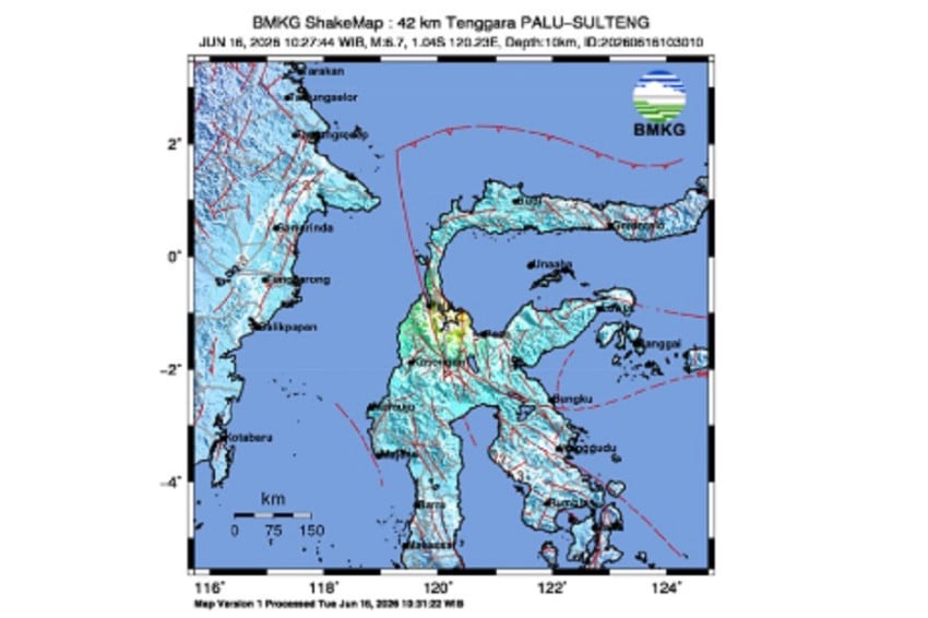 Gempa M6,7 Guncang Palu, Pusat di Darat 42 Km Tenggara, BMKG Pastikan Tak Berpotensi Tsunami