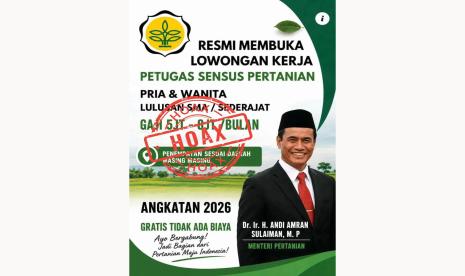 Waspada Hoaks Rekrutmen Petugas Sensus Pertanian 2026, Kementan Tegaskan Informasi Itu Palsu