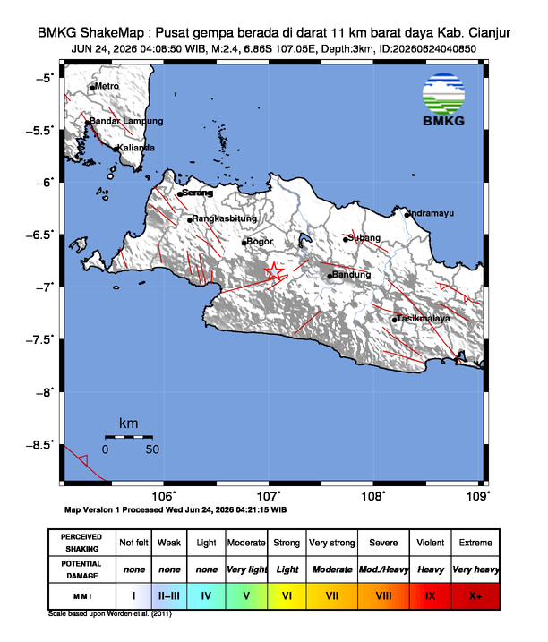Gempa Magnitudo 2,4 Guncang Cianjur, Getaran Skala II MMI Terasa di Cugenang, BMKG Imbau Warga Tetap Tenang