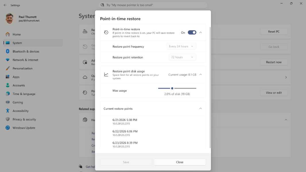 Microsoft Rilis Fitur Point-in-Time Restore untuk Windows 11, Tapi Aksesnya Belum Merata