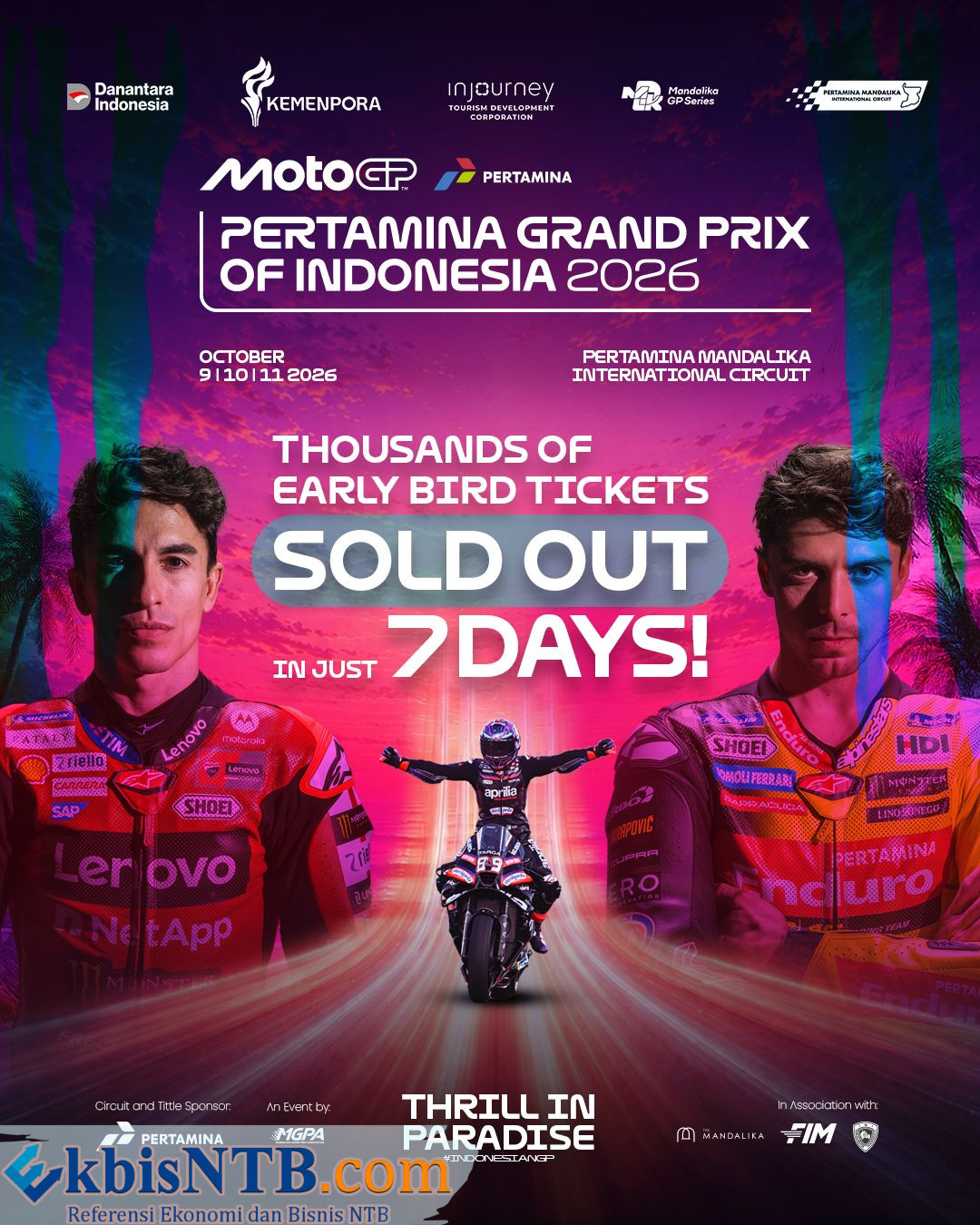 Tiket Early Bird MotoGP Mandalika 2026 Ludes dalam Seminggu, Presale 1 Langsung Dibuka