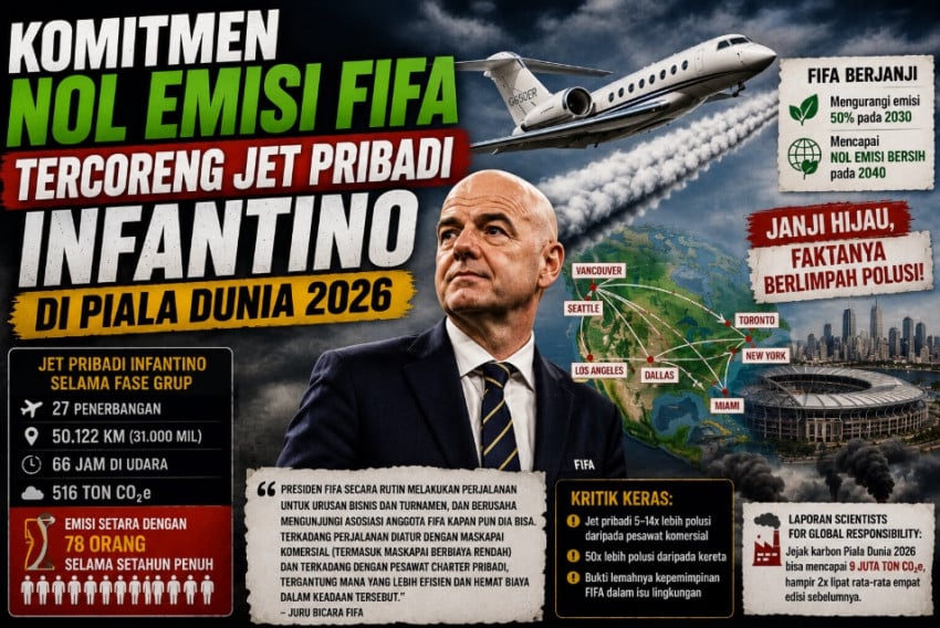 Jet Pribadi Infantino Hasilkan 516 Ton Emisi Selama Piala Dunia 2026, Komitmen Hijau FIFA Dipertanyakan