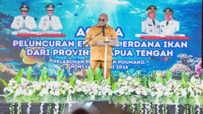 Gubernur Papua Tengah Resmi Ekspor Perdana Ikan Bawal ke Pasar Global dari Pelabuhan Paumako Mimika