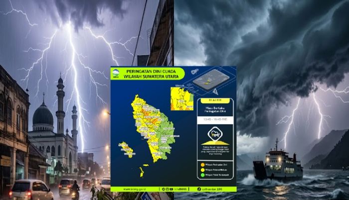 Cuaca Ekstrem Ancam Sumut Siang Ini: BMKG Keluarkan Peringatan Dini Hujan Lebat Disertai Petir hingga Pukul 16.45 WIB, 16 Daerah Terdampak