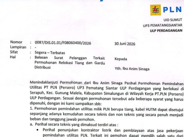 Tiang dan Gardu PLN di Atas Lahan Sendiri, Warga Simalungun Harus Bayar Sendiri Biaya Relokasi