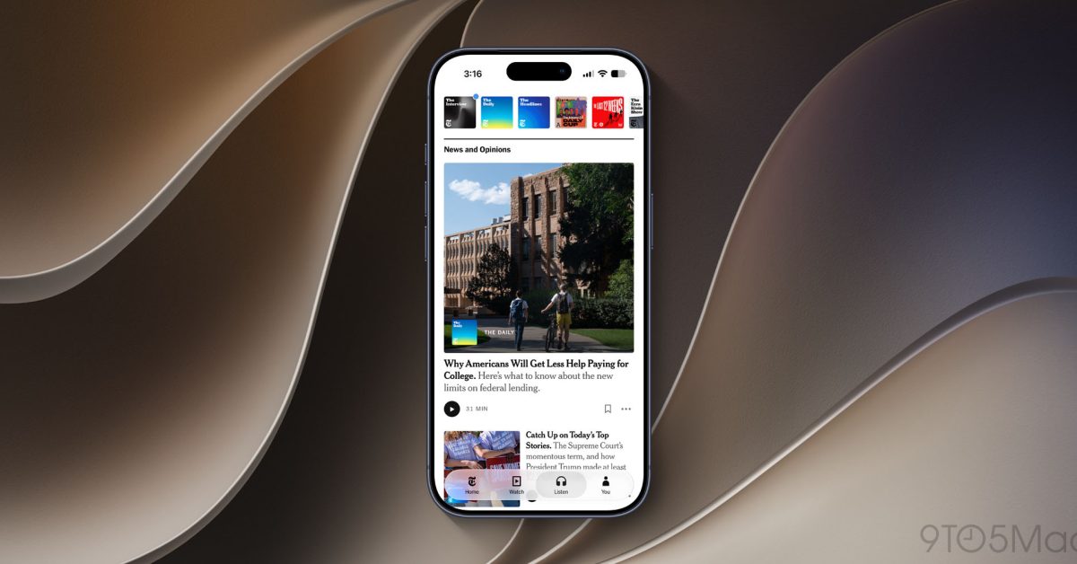Aplikasi NYTimes di iPhone Kini Pakai Desain Liquid Glass Apple, Cuma di Tab Bawah