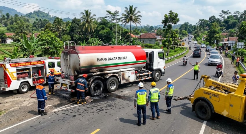 Kebakaran Ban Mobil Tangki Pertamina di Cianjur, Awak Selamat dan Pasokan BBM Aman
