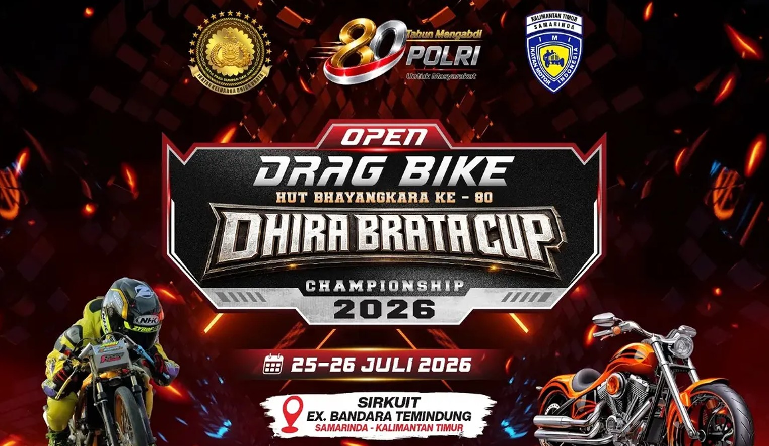 Open Drag Bike Dhira Brata Cup 2026 Siap Digelar di Sirkuit Ex-Bandara Temindung Samarinda, Ada 24 Kelas Balapan