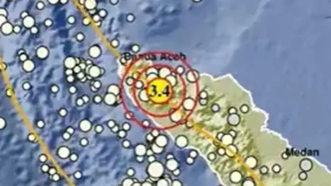 Gempa Darat Magnitudo 3,4 Guncang Pidie Jaya Aceh, Kedalaman Hanya 6 Kilometer