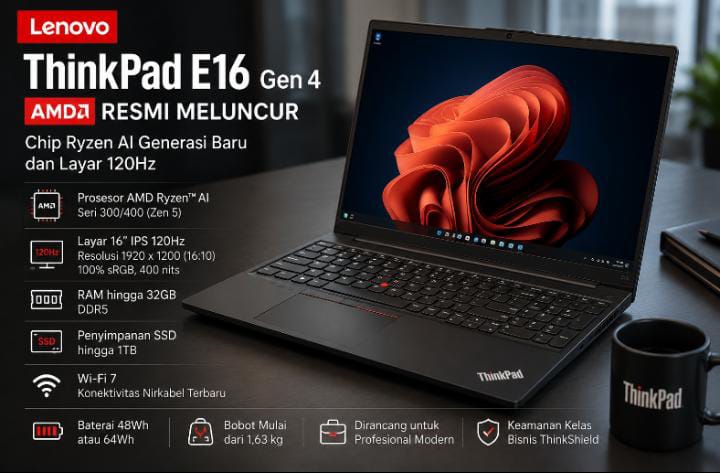 Review Lenovo ThinkPad E16 Gen 4 AMD: Laptop Bisnis 16 Inci dengan Ryzen AI, Apakah Layak Rp 16 Jutaan?