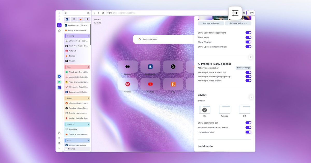 Opera One Desktop Kini Punya Tab Vertikal dan Integrasi Google Lens yang Lebih Dalam