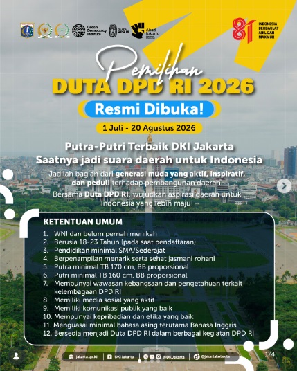 DPD RI Buka Pendaftaran Duta 2026, Peserta Wajib Buat Video dan Paper soal Kelembagaan