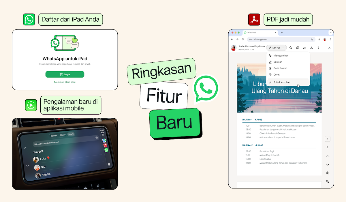WhatsApp Update Juli 2026: Daftar di iPad Tanpa Ponsel, Streaming Musik ke Status
