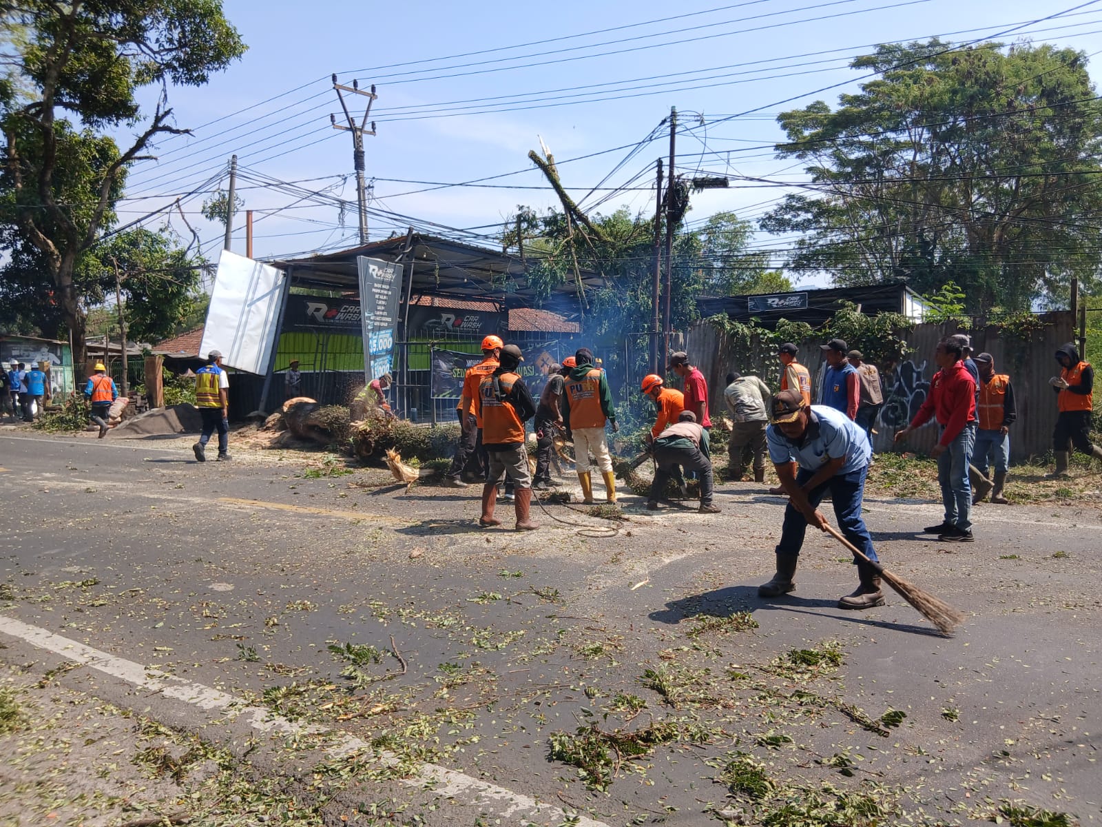 Jelang HUT ke-81 RI, PLN UP3 Cianjur Pangkas Ratusan Pohon di Karangtengah Demi Cegah Gangguan Listrik