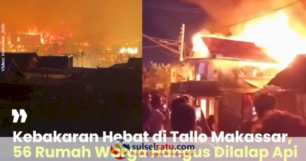 Kebakaran Hebat di Tallo Makassar Hanguskan 56 Rumah Warga, Diduga Dipicu Angin Kencang