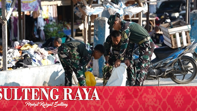 Kodam XXIII/Palaka Wira dan Pemkot Palu Gelar Karya Bakti Serentak di Pasar Petobo hingga Bantaran Sungai