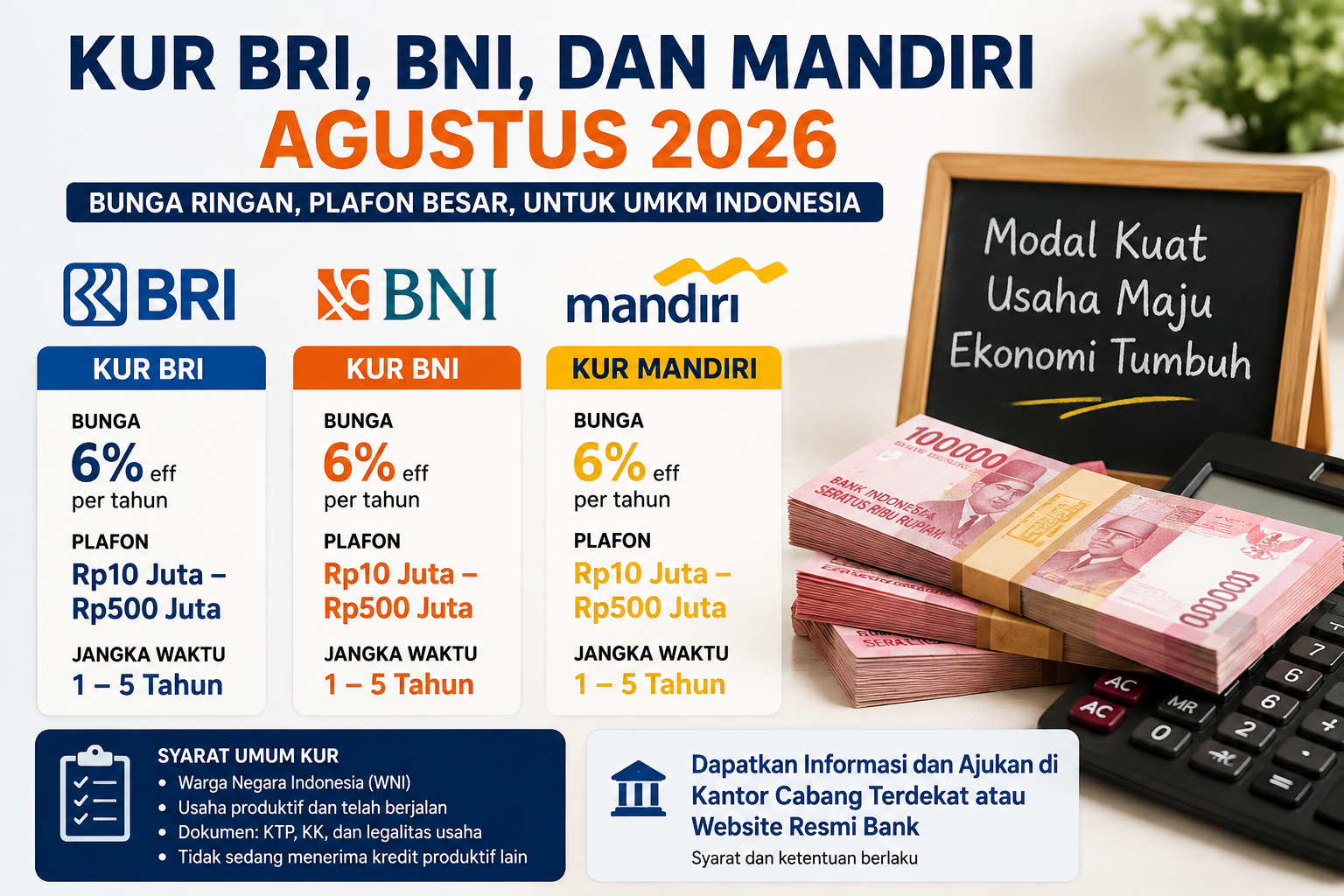 KUR Agustus 2026: BRI, BNI, dan Mandiri Salurkan Modal Usaha dengan Bunga 7 Persen, Ini Syaratnya