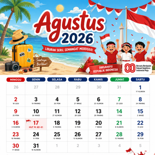 Long Weekend 15-17 Agustus 2026 Jadi Momen Liburan Keluarga, Ini Strategi Cuti agar Libur 4 Hari