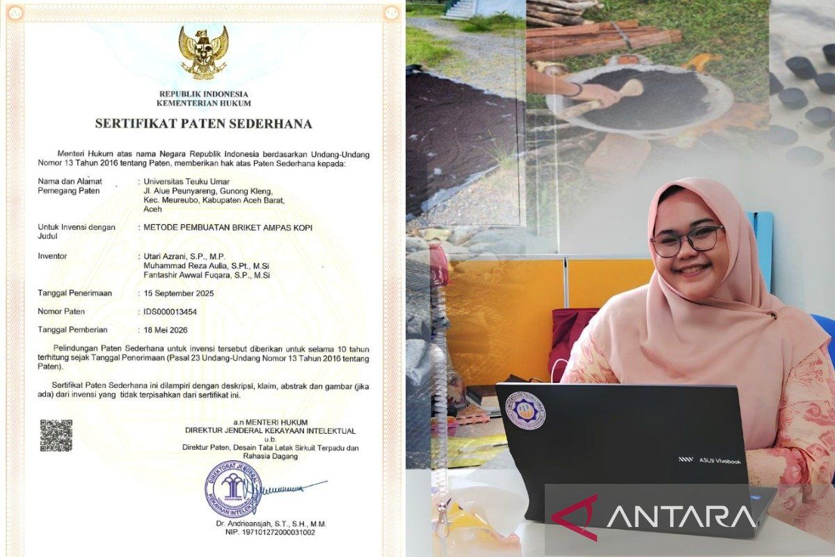 Dosen UTU Meulaboh Raih Paten Sederhana untuk Metode Pembuatan Briket Ampas Kopi, Solusi Energi Alternatif bagi UMKM