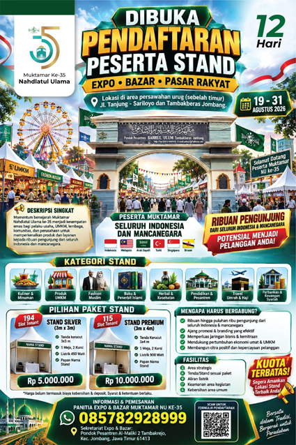 309 Stand Expo dan Bazar Muktamar NU ke-35 di Jombang Dibuka, Panitia Siapkan Paket Premium dan Silver