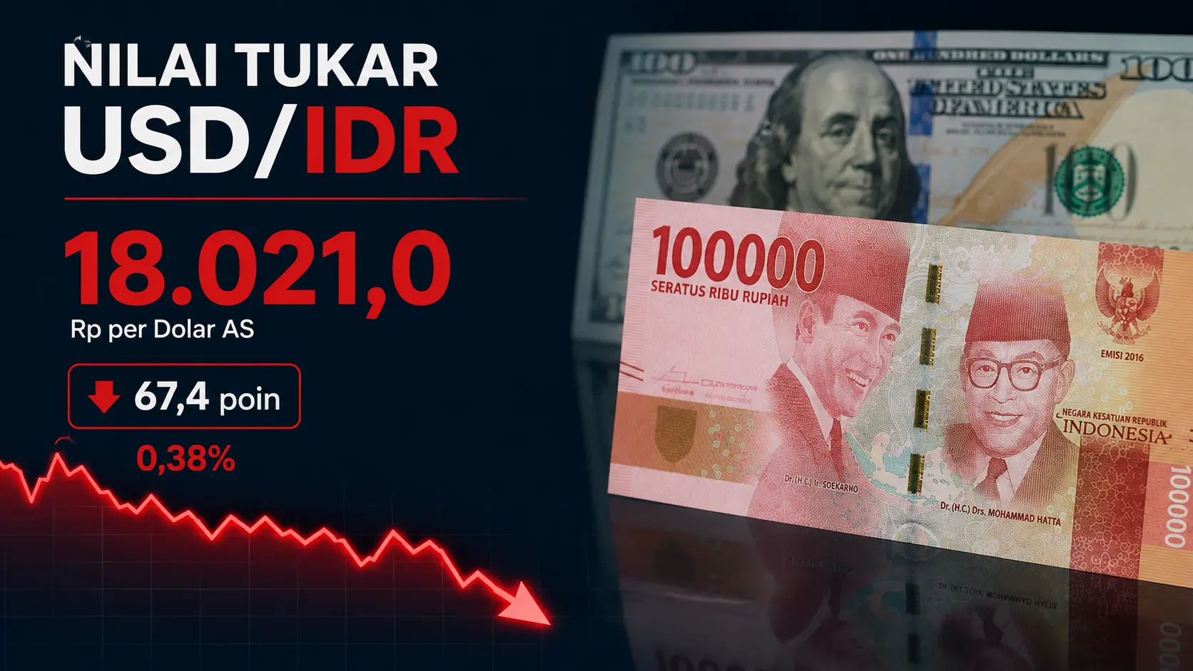 Rupiah Jebol ke Rp18.021 per Dolar AS, Tembus Lagi Level Psikologis Rp18.000