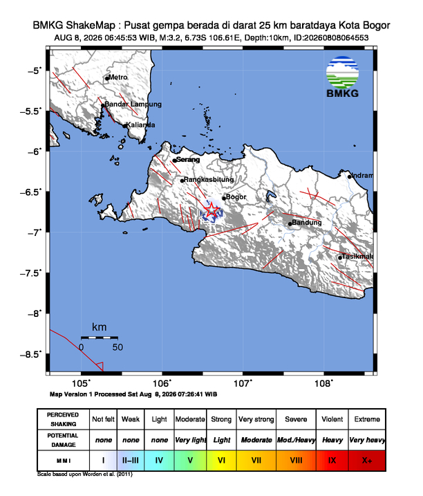 BMKG Catat Gempa M 3,2 Guncang Bogor, Getaran Terasa di Pamijahan dan Leuwiliang