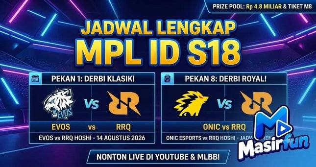 MPL ID Season 18 Resmi Bergulir 14 Agustus 2026, Laga Pembuka EVOS vs RRQ Hoshi