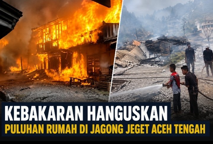 Kebakaran di Kampung Padat Penduduk Aceh Tengah Hanguskan 50 Rumah, 100 Kepala Keluarga Kehilangan Tempat Tinggal