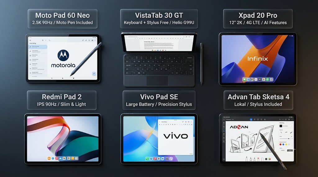 Review Moto Pad 60 Neo dan Itel VistaTab 30 GT: Tablet Rp2 Jutaan dengan Stylus dan Keyboard Gratis